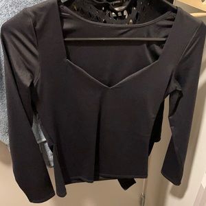 Matte black heart long sleeve top-new without tags